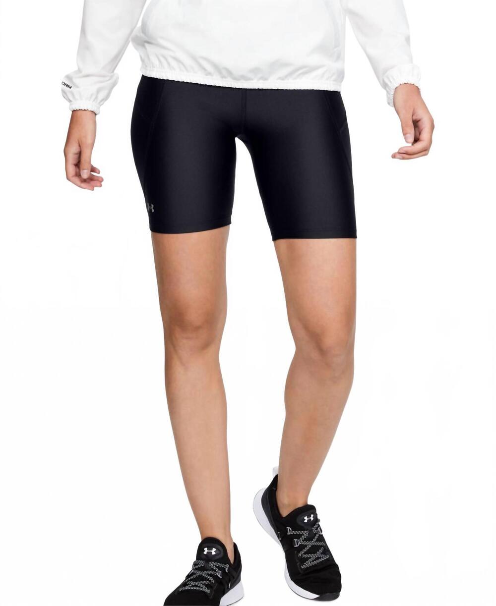 NEW UNDER ARMOUR activewear compression bike shorts in black/metallic silver